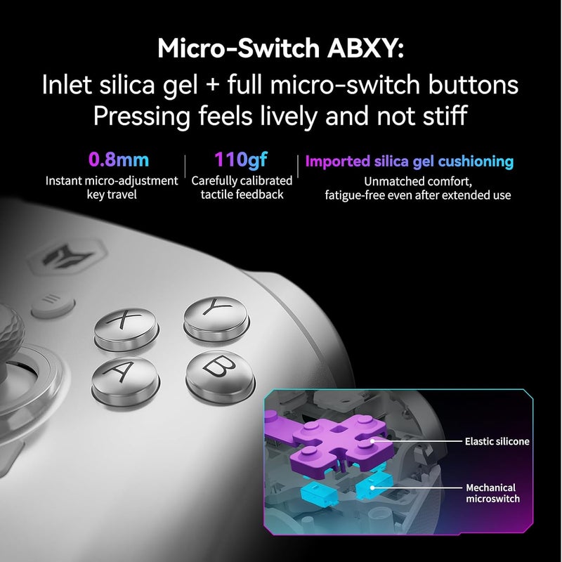 BIGBIG WON Rainbow 3 Wireless Controller 2000Hz Polling Rate Capacitive Joystick 16 Mechanical Keys 14 Custom RGB Lights 6-Axis Gyro Sensor Switchable Hall/Micro-switch Trigger 3.5mm Audio Jack Gamepad for PC/Switch2/iOS/Android - Image 5